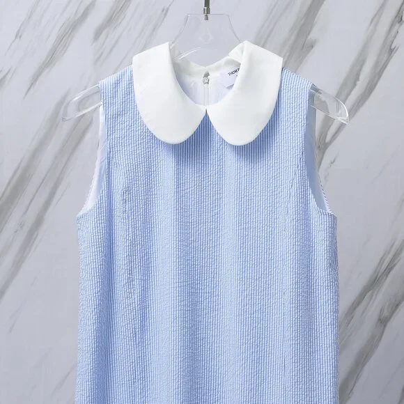 THOM BROWNE Blue Striped Casual Dress - Picture 9 of 9